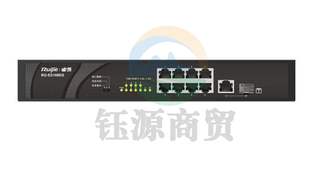 锐捷(Ruijie)8口百兆交换机RG-ES109DS 即插即用 千兆光口上联 安防监控 黑色