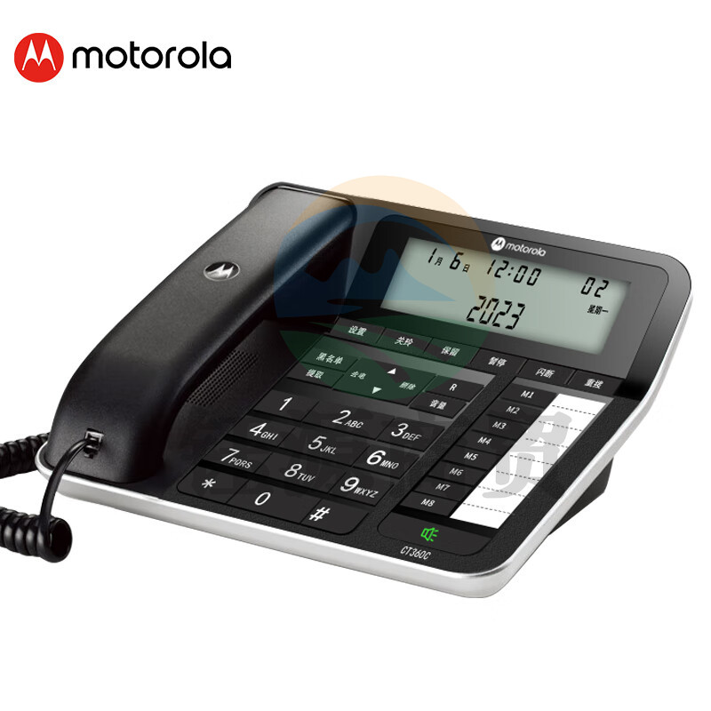 摩托罗拉（Motorola）CT360C 轻奢电话机座机固定电话 4.2英寸大屏 5米远距离免提 钢琴烤漆 办公家用 (黑色)