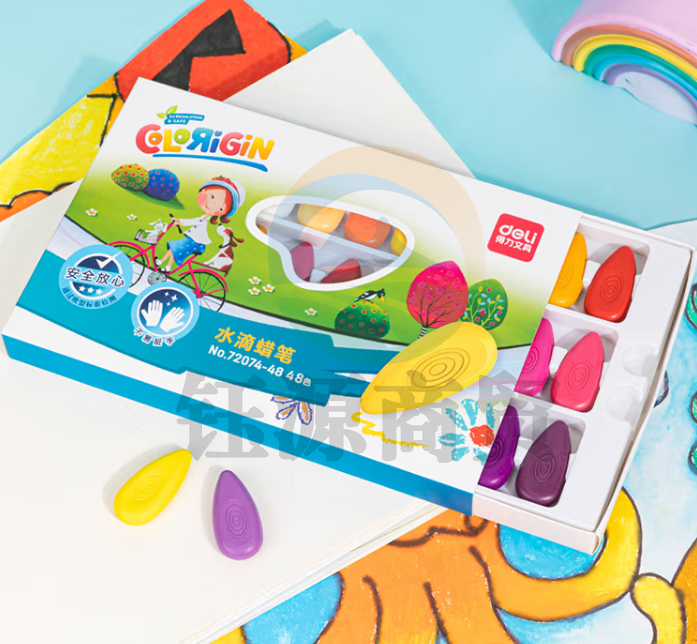 得力72074-36_48色水滴蜡笔(混)(盒)