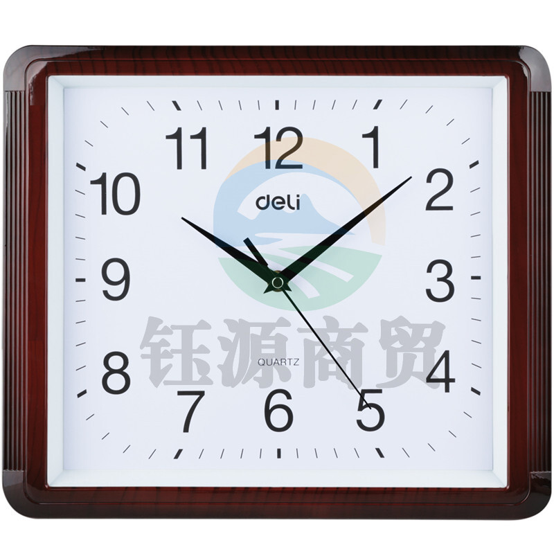 得力(Deli) 挂钟 9007 仿木 方形 34.5*30CM