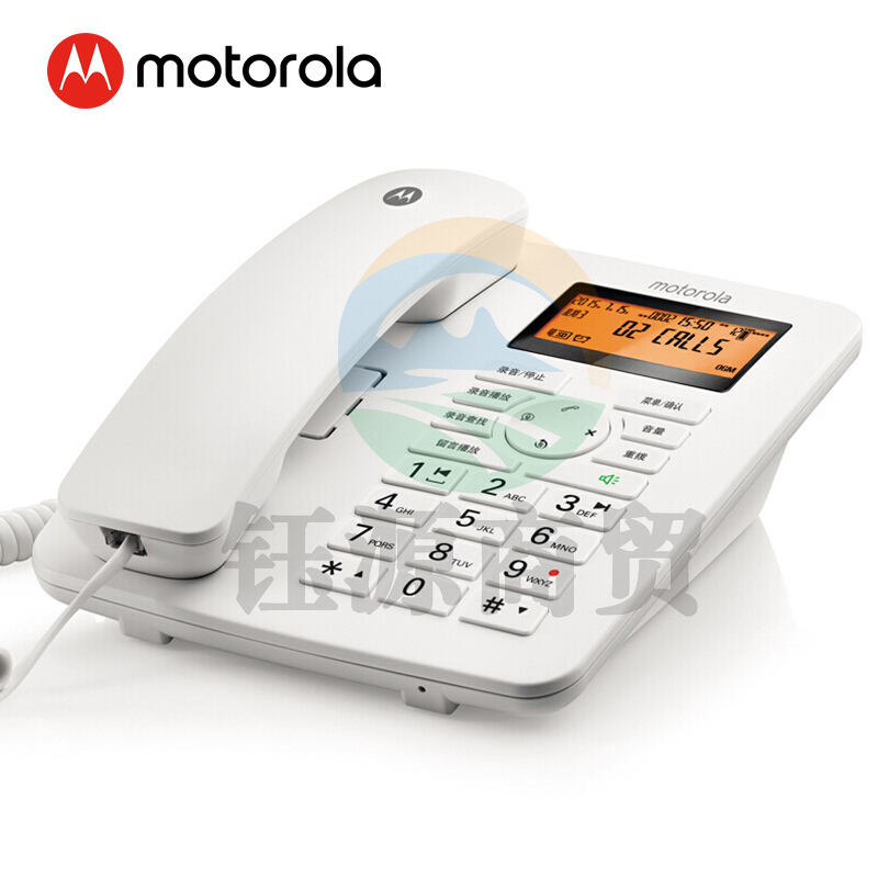 摩托罗拉（Motorola）CT111C 录音电话机 固定座机升级16G卡 可扩展至32G办公家用电话 白