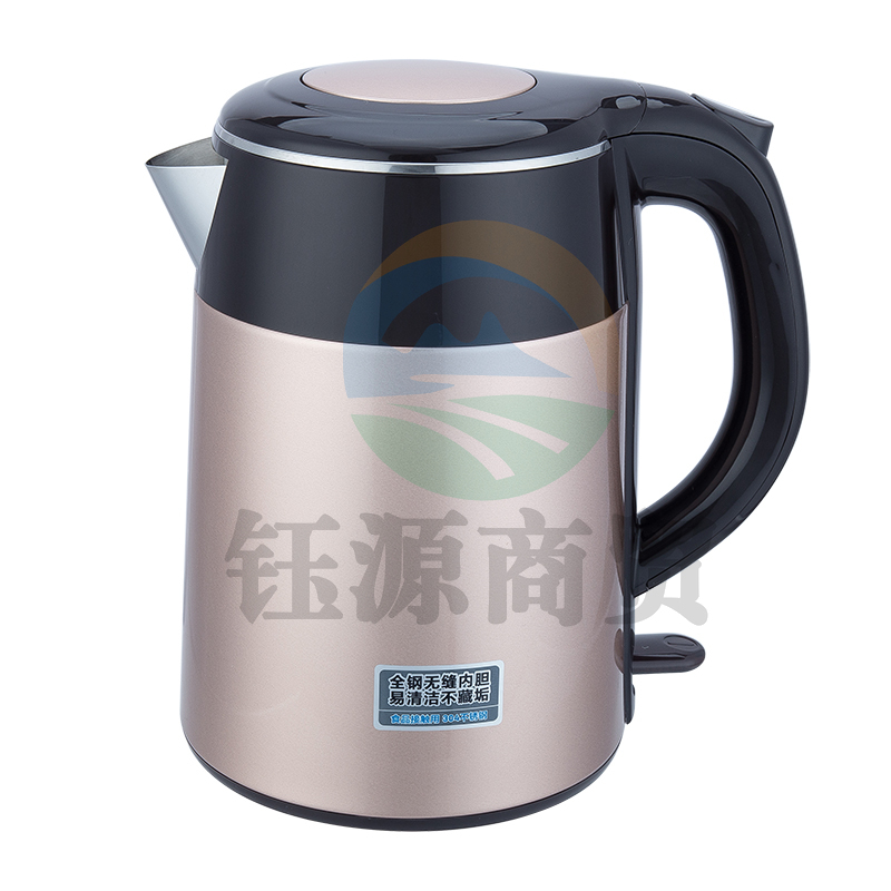 得力85606电热水壶（1.5L）(香槟色)双层不锈钢