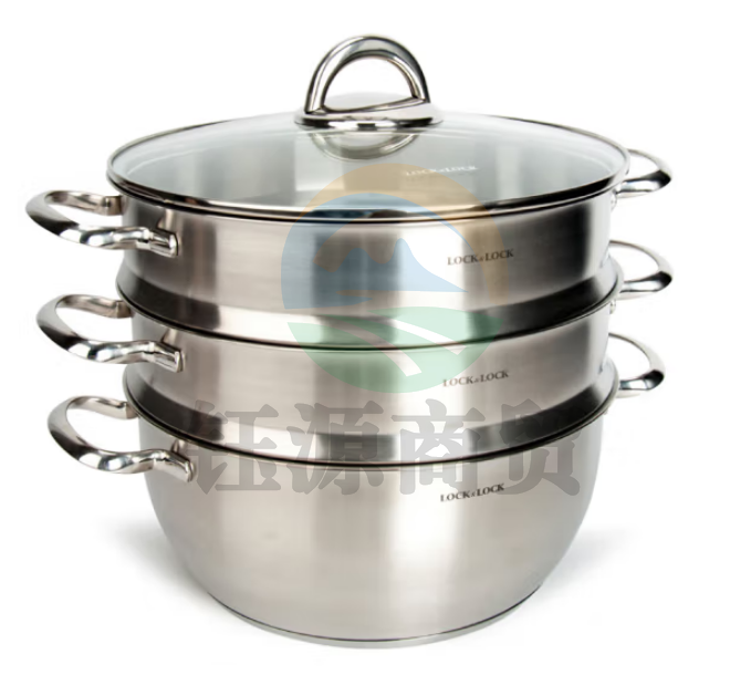 乐扣乐扣（LOCK&LOCK）LCM2287SW-3 不锈钢复合底28CM三层蒸锅+汤锅套装组合
