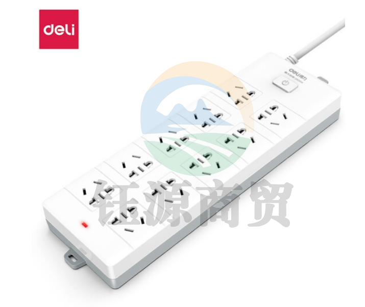 得力18275-05插座_10组_5米_PVC袋装(白)(只)