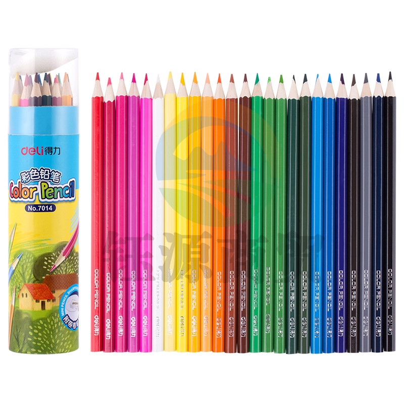 得力优酷7014彩色铅笔(混)(24支/桶)