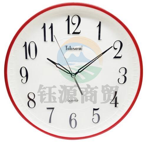 天王星 挂钟 时钟立体浮雕安静扫秒石英钟表14英寸Q5679-4红色