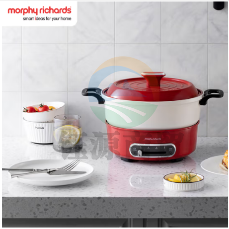   摩飞电器（Morphyrichards）电火锅 家用分体式电煮锅 烤涮一体多功能电炒锅电烧烤料理锅 3L电热火锅锅 MR9087 英石红