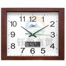 康巴丝(Compas) C2524Y 挂钟 液晶款16英寸创意静音客厅钟表方形简约时钟