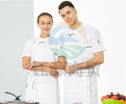 厨师服套装 帽子+围裙+上衣 短袖