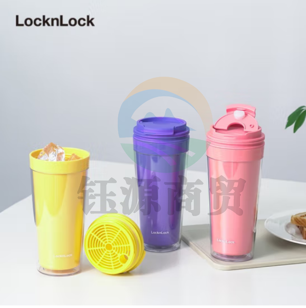 乐扣乐扣（LOCK&LOCK）HAP519 双层简约桌面带盖水杯子办公学生男女大容量塑料杯 580ml 颜色备注