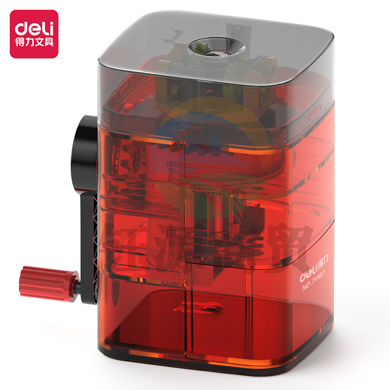 得力71162自动进笔削笔机(透明红)(只)