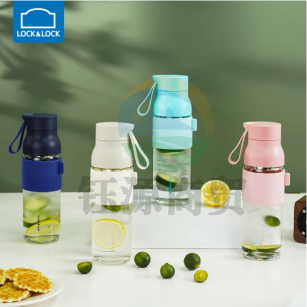 乐扣乐扣（LOCK&LOCK）LLG594 水滴耐热玻璃杯 带网片便携提手水杯500ML 颜色备注