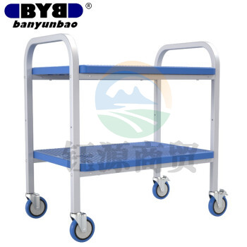 搬运宝双层平板车小推车轻音手推车拉货车手拉车送餐车小拖车物料车多层工具车大号90X60cm 承重600斤 SC-25