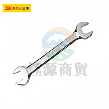 波斯（BOSI）镜面全抛光英制双开口扳手双头呆扳手板子汽修机修工具 BS381003（1/2×9/16英寸）
