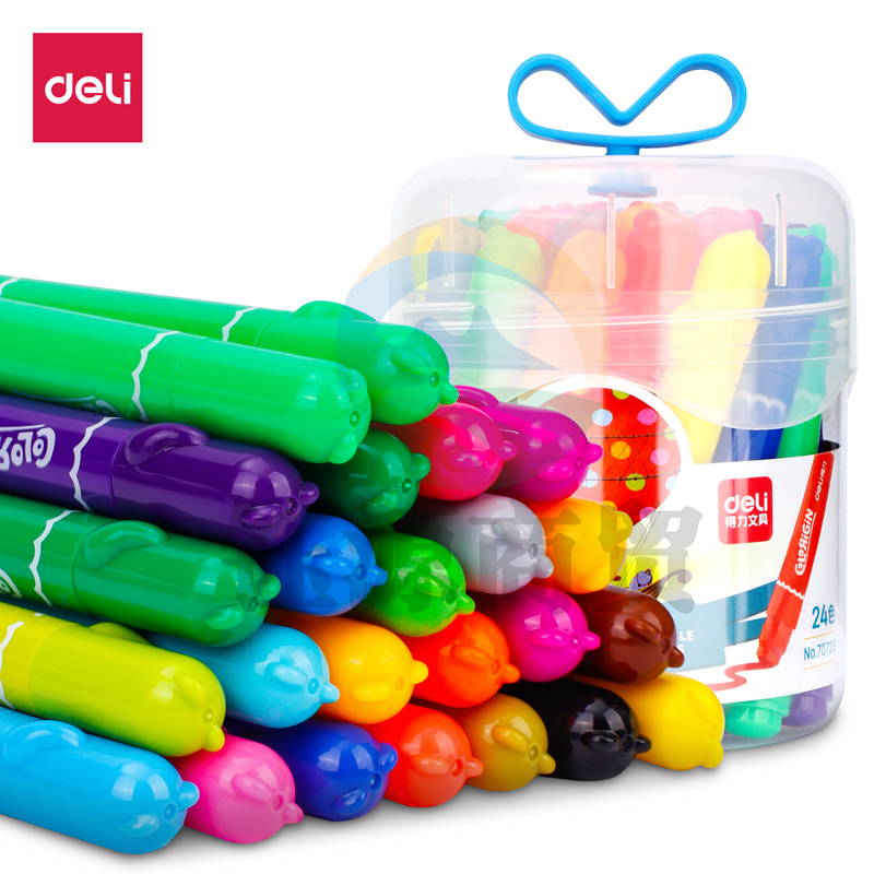 得力70729_24色圆头易洗水彩笔(混)