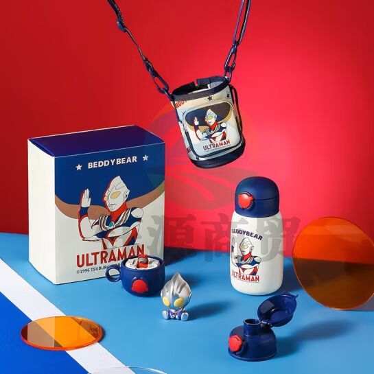 杯具熊（BEDDYBEAR）迪迦奥特曼儿童保温杯四盖三用宝宝防摔吸管水杯大容量杯壶540ML