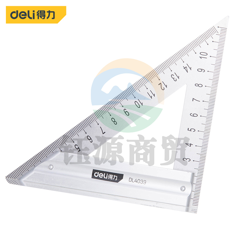 得力DL4039 不锈钢三角尺直角尺木工钢板尺加厚45度钢板尺150mm