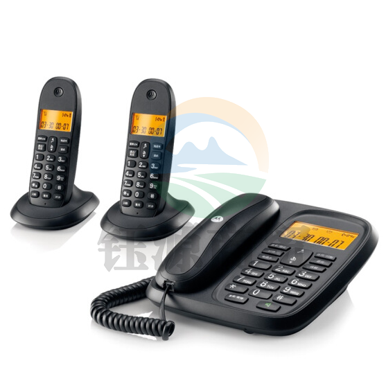 摩托罗拉 (Motorola) CL102C 数字无绳电话机 子母机 一拖二固定无线座机(黑色)