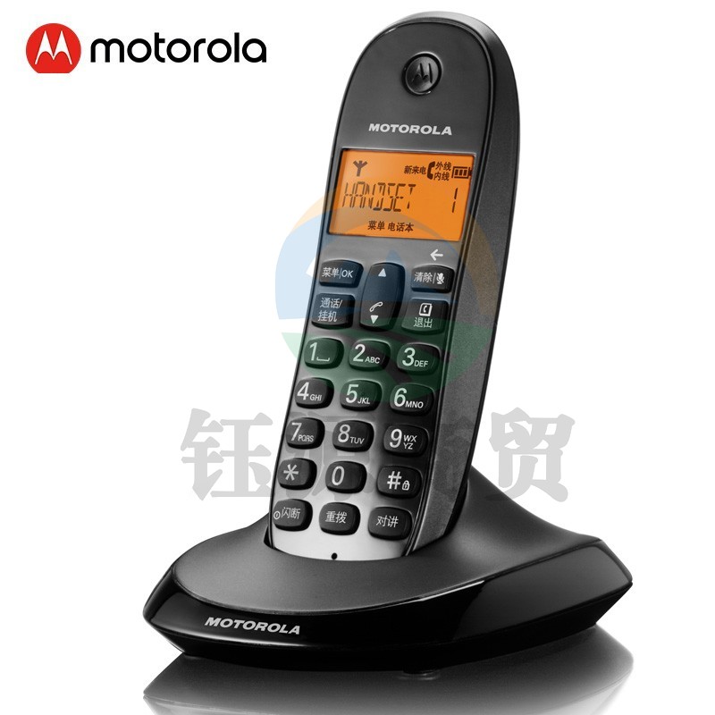 摩托罗拉(Motorola)C1001XC 数字无绳电话机 无线座机 单机 办公家用 来电显示 三方通话(黑色)