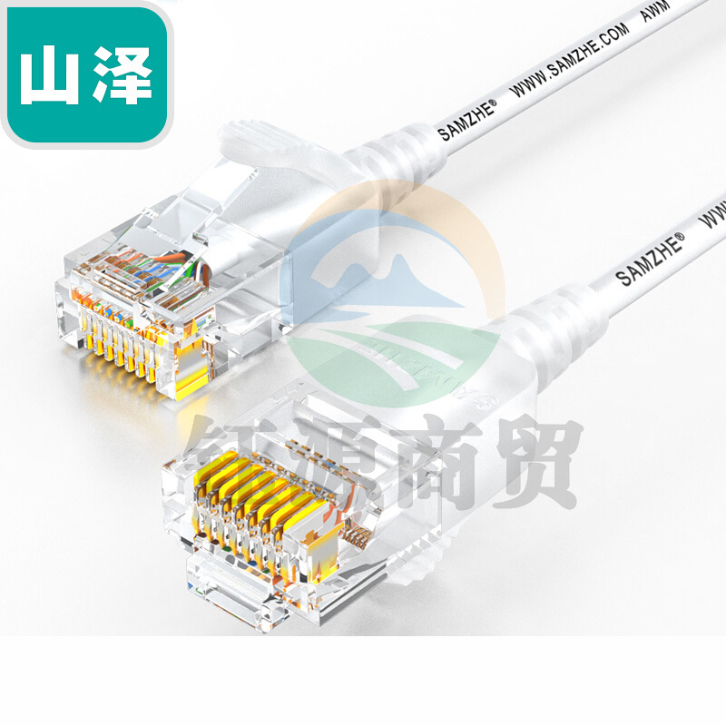 山泽(SAMZHE)SZB-3080超六类细径高纯无氧铜网络跳线8芯双绞高速网线8米白色纤细网线