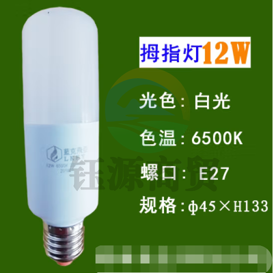蓝克飞亚 12W 白光 节能灯泡LED拇指灯螺口球泡 适用筒灯壁灯台灯庭院灯光源