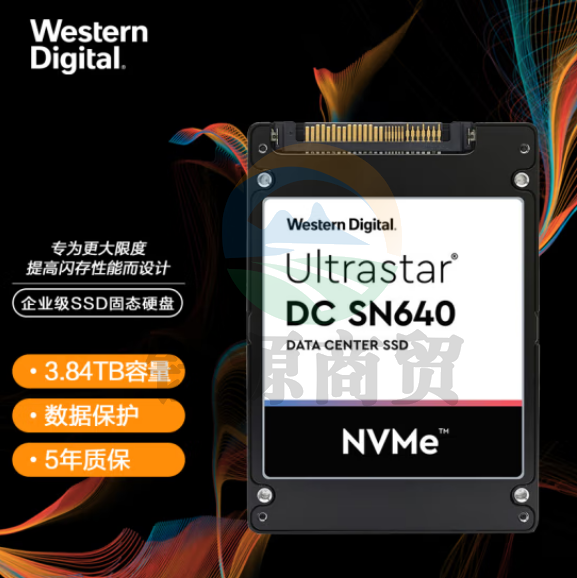 西部数据(Western Digital) 3.84TB 企业级SSD固态硬盘 U.2接口（NVMe协议）SN640系列 WUS4BB038D7P3E1