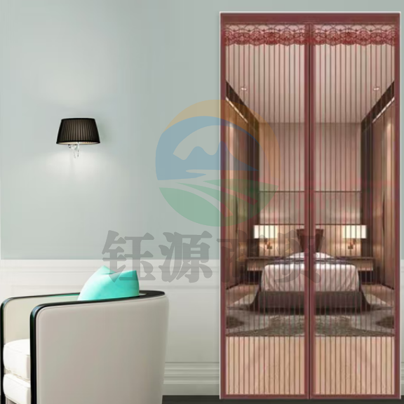 宫薰 魔术贴防蚊门帘夏日磁性加密软纱门沙窗纱网纱窗蚊子自粘型可拆卸 条纹咖啡色90X220cm