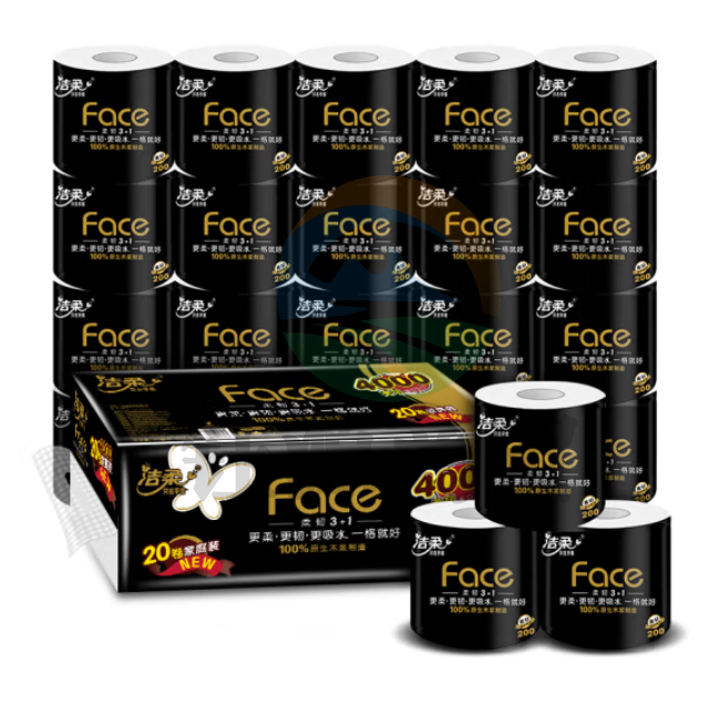 洁柔 卷纸 黑Face 加厚4层200g*20卷 卫生纸