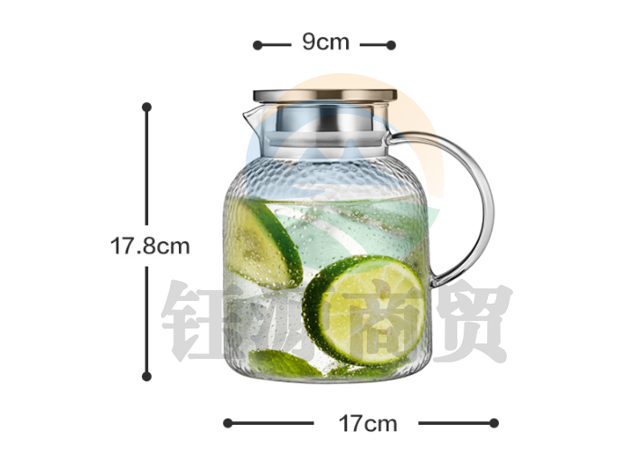 佳佰1750ml冷水壶凉水壶 冷热两用玻璃壶