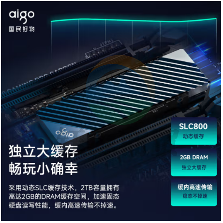 爱国者 (aigo) 1TB SSD固态硬盘 M.2接口(NVMe1.4) PCIe4*4 P7000D 读速高达7400MB/s PS5台式机笔记本适用