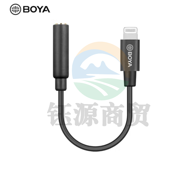 博雅BY-K3 音频线 3.5mmTRRS母头转手机Lightning公头麦克风转接线话筒转换线连接线 0.1米