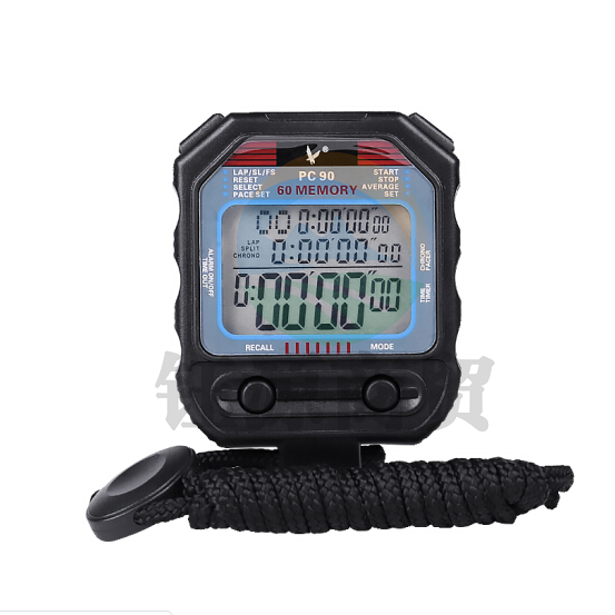 天福秒表 PC90三排60道 裁判计时器多功能厨房闹钟 防滑电子表运动比赛田径跑步训练