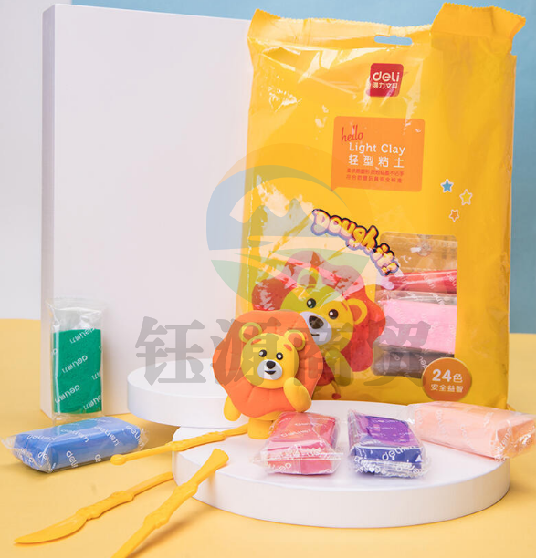 得力67851-24色袋装轻型粘土套装(黄)(袋)