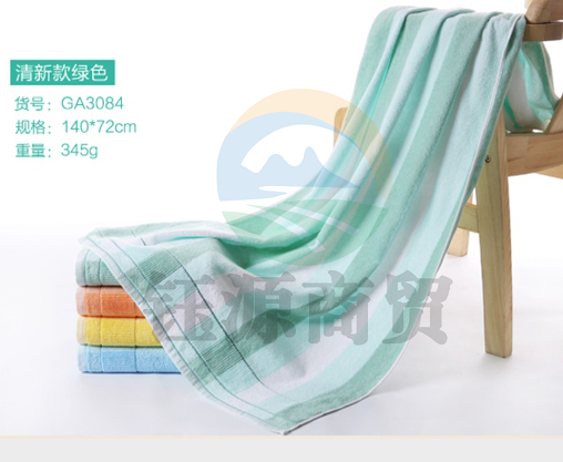金号 纯棉浴巾 GA3084 140*72cm 354g 绿色