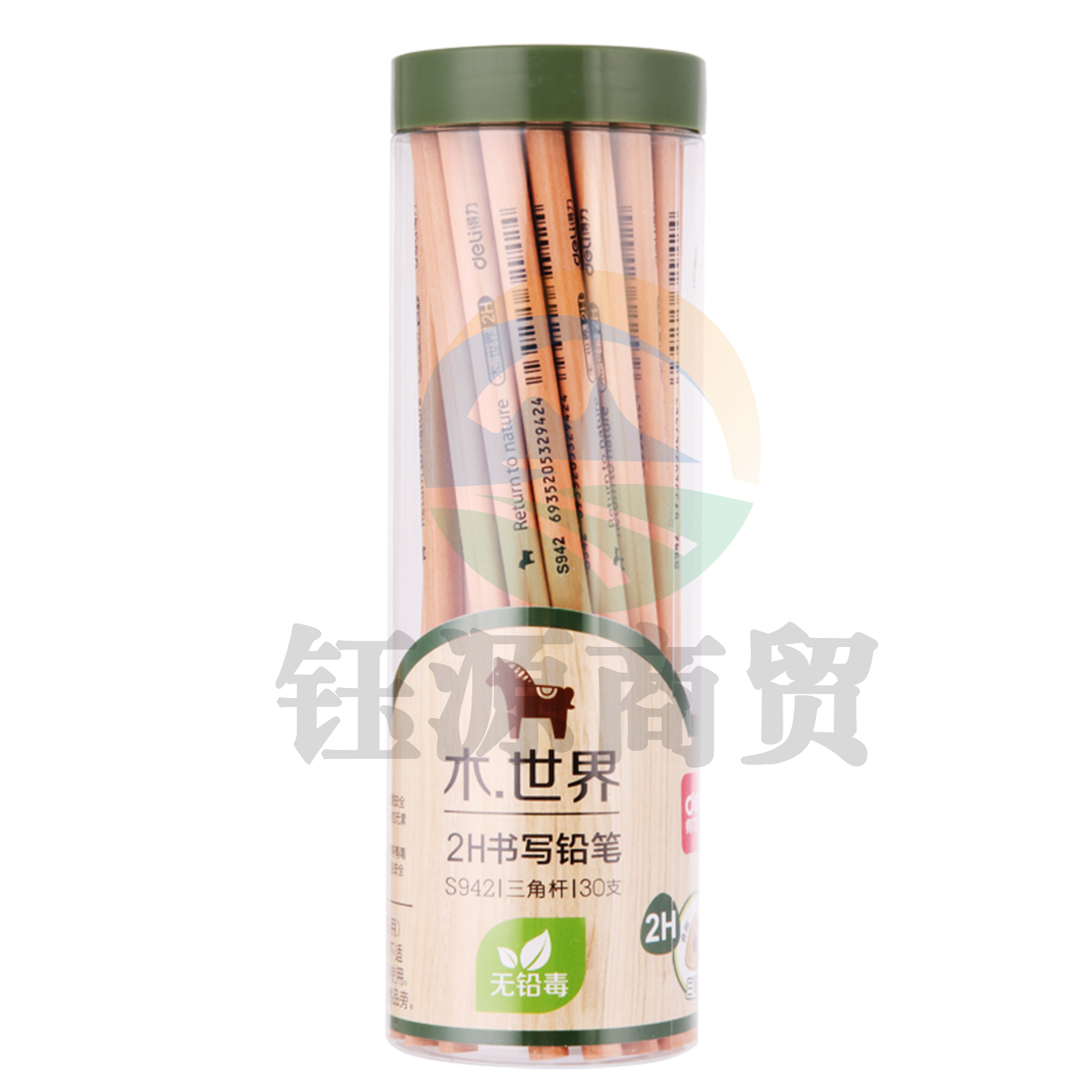 得力S942-2H书写铅笔(原木色)(30支/筒)