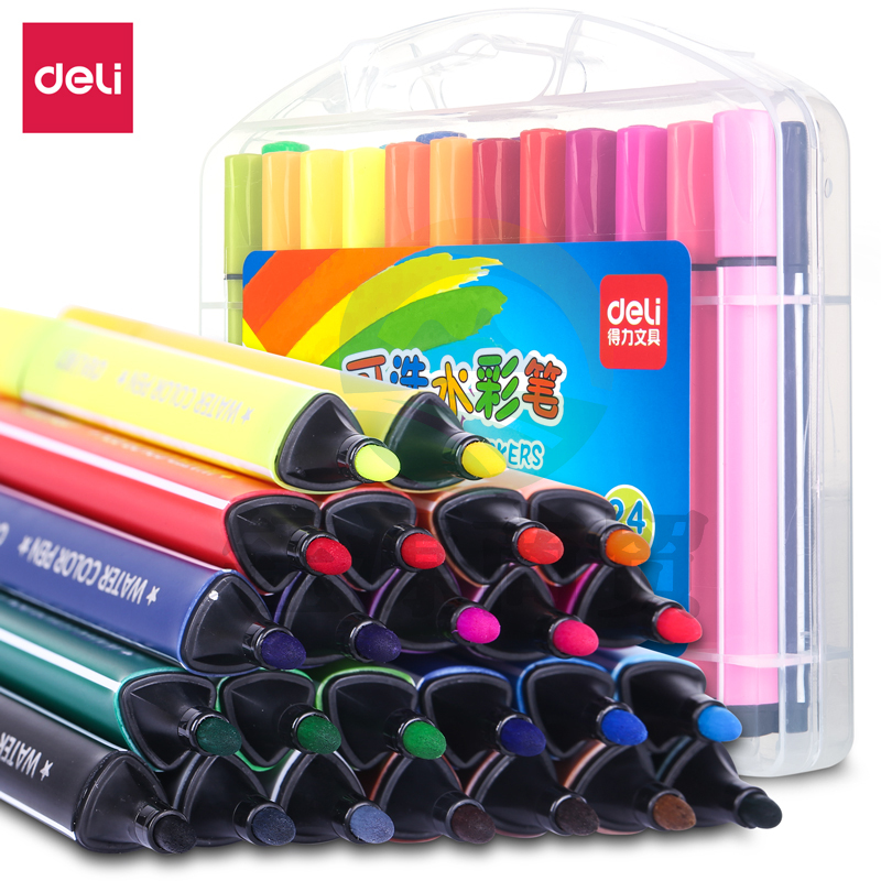 得力70658粗三角杆水彩笔(混)(24支/盒)