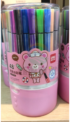 得力70726_48六角杆水彩笔(粉)