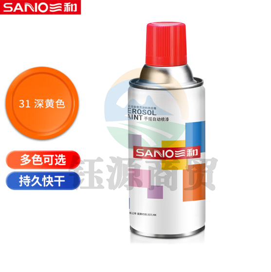 三和(SANVO)J2A31-60-235 普通自喷漆手喷漆 工业防腐金属防锈漆 汽车轮毂改色划痕修复自动喷漆350ML 深黄色