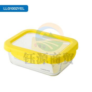 乐扣乐扣（LOCK&LOCK）LLG1002YEL 清透保鲜盒 高颜值耐热玻璃密封可拆卸透明盖微波炉冰箱分隔饭盒-1.04L黄