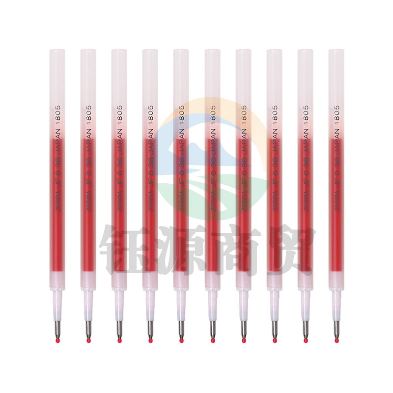 斑马牌（ZEBRA）中性笔替芯（适用于JJXZ58/JJXZ15W）0.38mm子弹头笔芯 JF-0.38芯 RJF38 红色 10支装