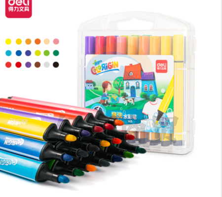 得力70657粗三角杆水彩笔(混)(18支/盒)