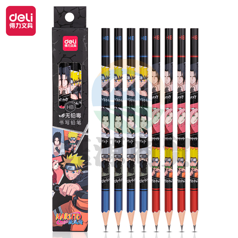 得力58206-HB_火影忍者主题8支彩盒装HB铅笔(混)(8支/盒)
