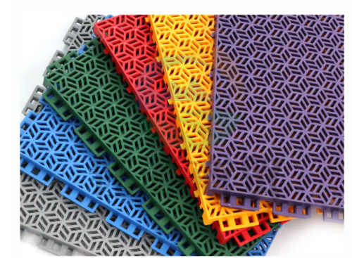 X-RIVAL悬浮地板篮球场室外防滑垫拼装运动地板户外塑胶跑道地垫六角冰花 30.48*30.48*1.6cm