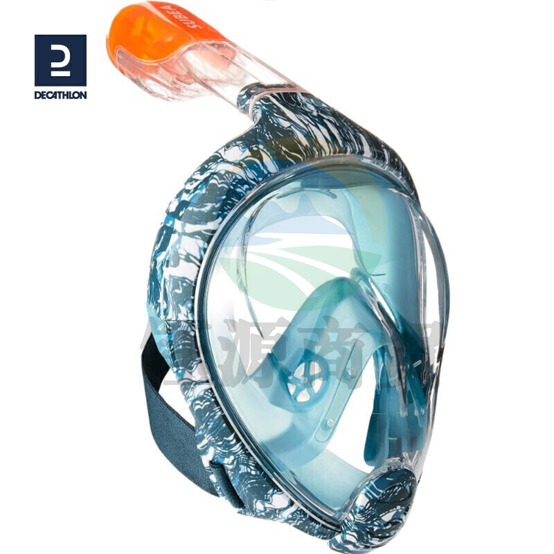 迪卡侬 浮潜面罩潜水镜装备全干式呼吸面镜儿童游泳装备SUBEA水印蓝S-M 2459823