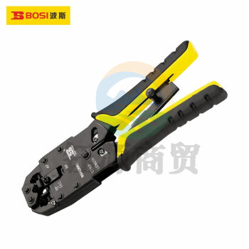 波斯（BOSI）棘轮三用网络端子钳网线网络电话线水晶压线钳压接水晶头工具 BS433683（4P/6P/8P）