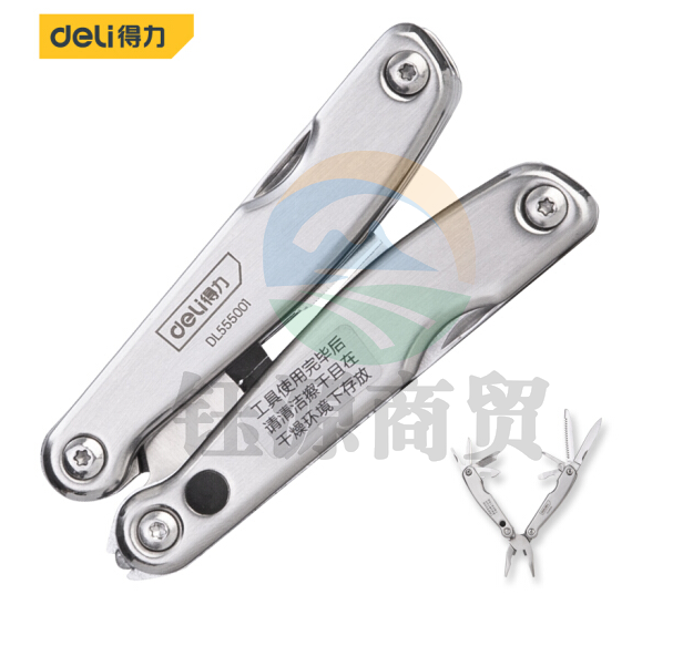 得力DL555001 12合1多功能折叠钳 便携户外组合折叠工具