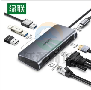 绿联 Type-C扩展坞 适用苹果MacBook华为笔记本拓展坞 USB-C转HDMI/VGA千兆网口电脑转换器网线转接头分线器 60557