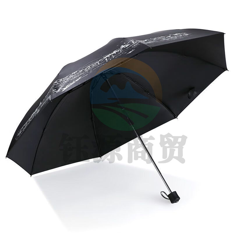 天堂伞三折叠晴雨两用男女学生商务伞礼品伞 黑色*江南古镇-黑胶防嗮款