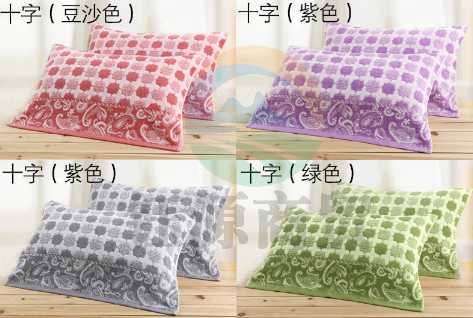 沐凡 纯棉枕巾一对装 加大加厚枕头巾 十字绿色50*75cm（对）