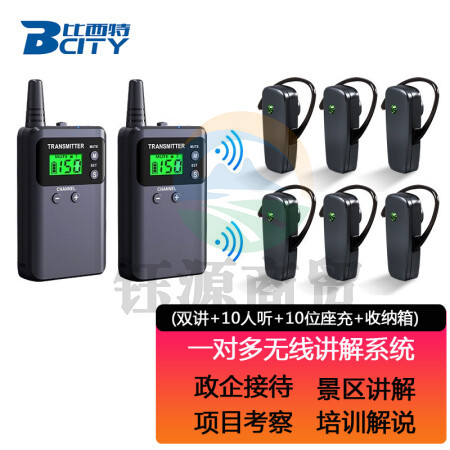 比西特 511RS无线讲解器一对多导游讲解会议讲解系统参观解说不入耳式接收 双讲+10人听+10位座充+收纳箱